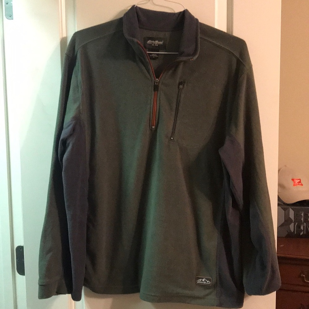 Eddie Bauer green and gray fleece pullover L